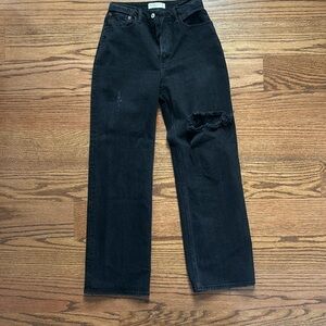 Black denim high rise jeans